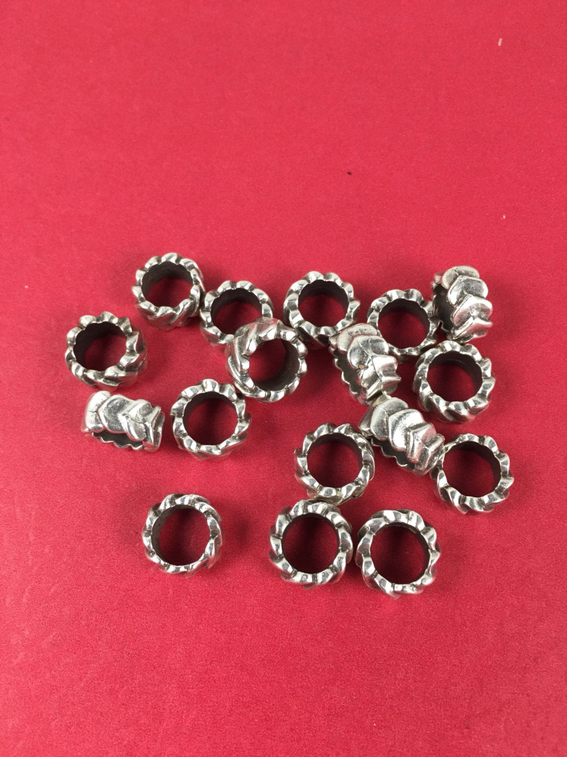 RS0087>>on SALE!!!MADE in EUROPE 4 round cord sliders, silver ring sliders , 7mm round cord slider, round cord spacer