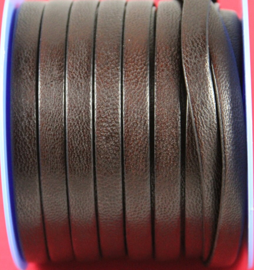 MADE in EUROPE 24'' genuine camel leather cord, 10mm flat leather cord, 10mm flat dark brown leather cord, (vm10cammar)