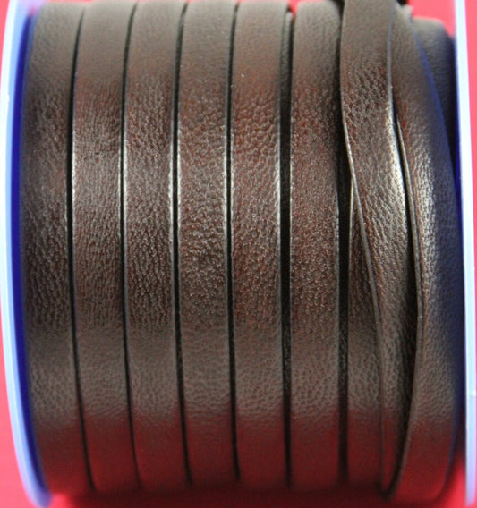 MADE in EUROPE 24'' genuine camel leather cord, 10mm flat leather cord, 10mm flat dark brown leather cord, (vm10cammar)