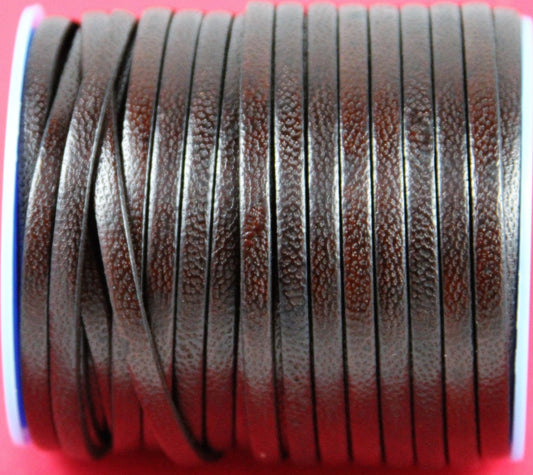 MADE in EUROPE 1 yard of genuine camel leather cord, 5mm flat leather cord, 5mm flat dark brown leather cord, bown leather cord (vm5cammar)