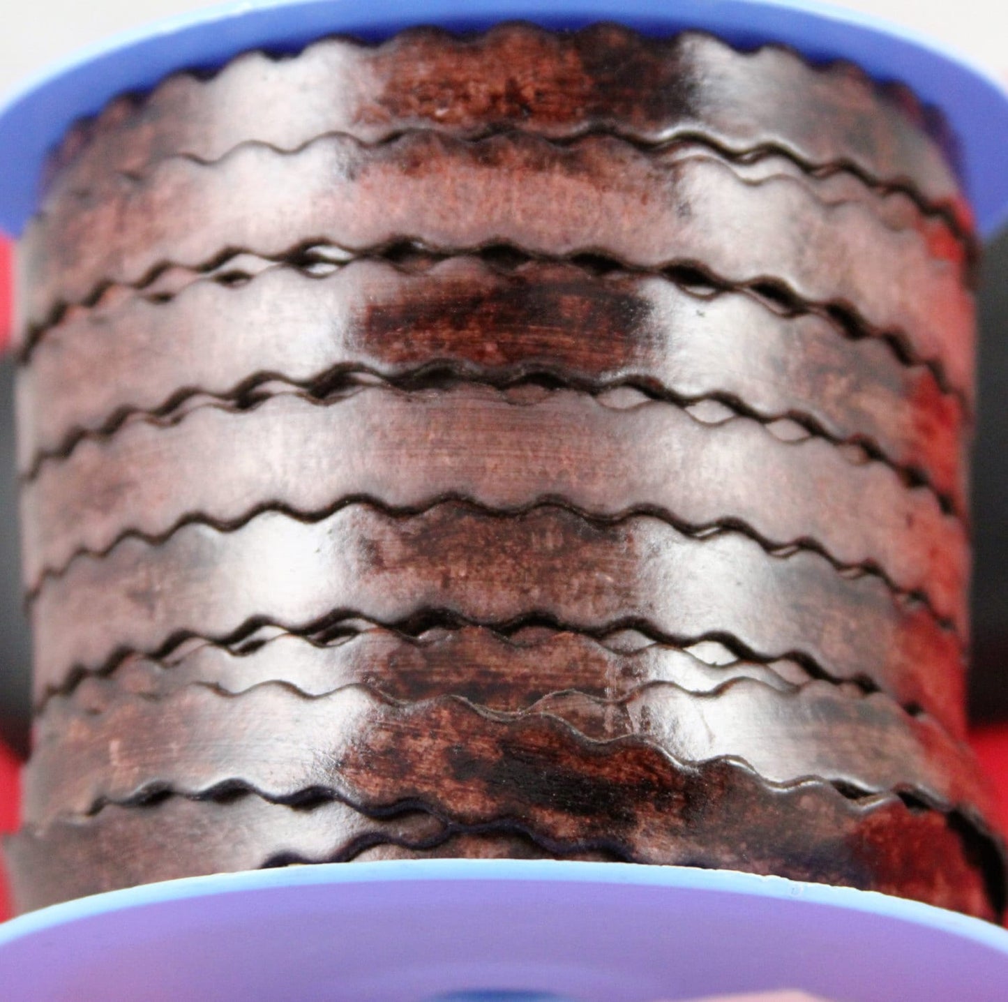 MADE in EUROPE 24'' zigzag leather cord, 10mm distressed flat leather cord, brown distressed zigzag leather cord (vm10ondmar)