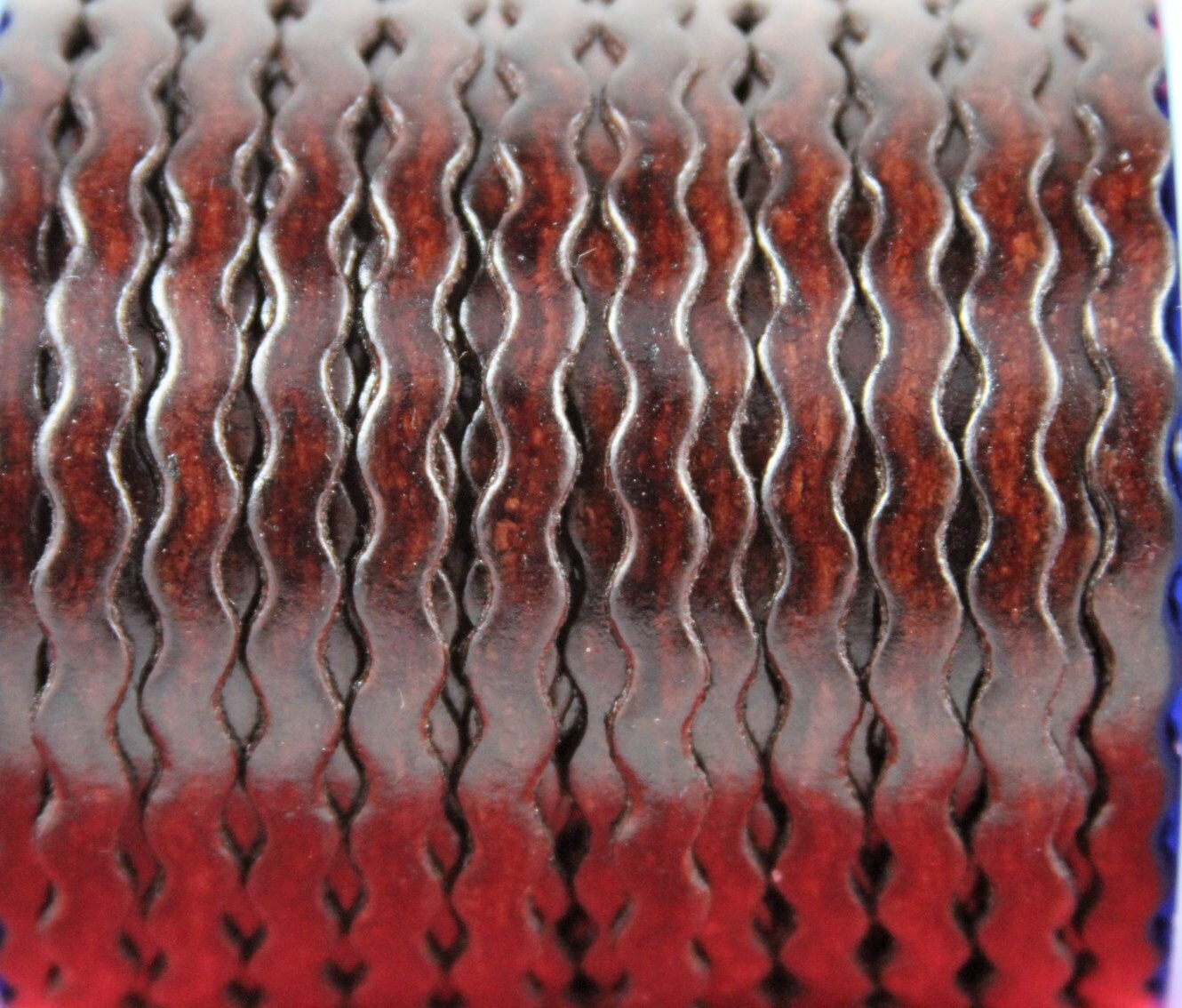 MADE in EUROPE 1 yard of zigzag leather cord, 5mm distressed flat leather cord, brown distressed zigzag leather cord (vm5ondmar)