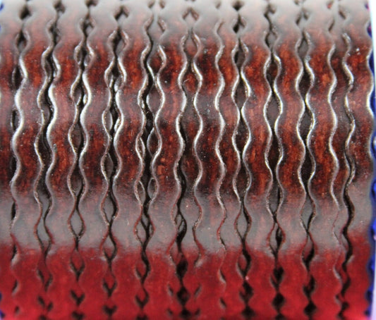 MADE in EUROPE 1 yard of zigzag leather cord, 5mm distressed flat leather cord, brown distressed zigzag leather cord (vm5ondmar)