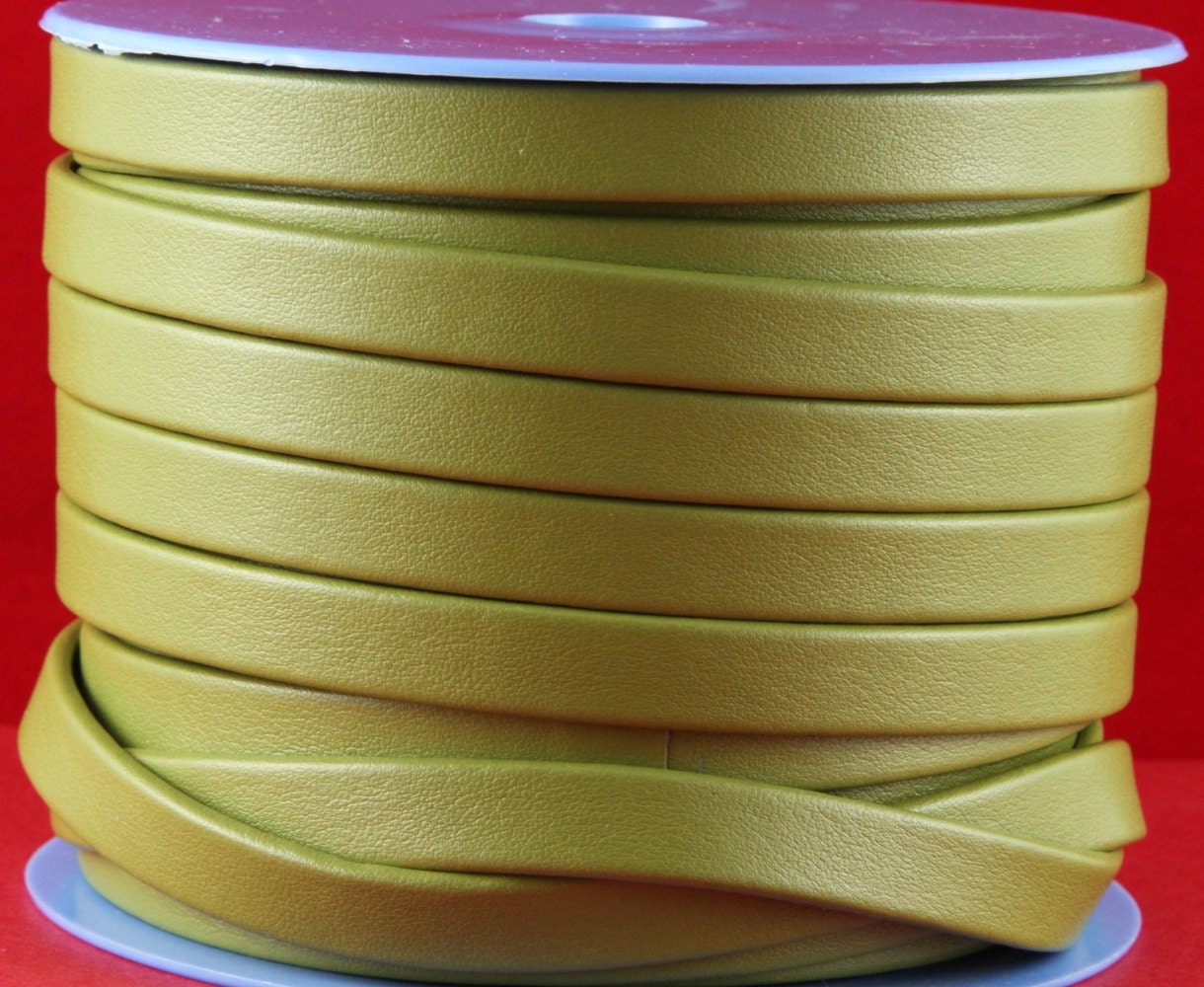 MADE in EUROPE 24" pistacho flat leather cord, 10mm folded leather cord, soft 10mm leather cord, 10x2mm leather cord (TD10PIS)