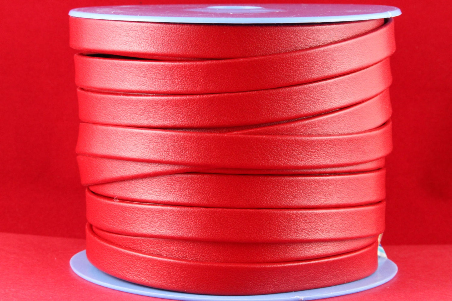 MADE in EUROPE 24" flat leather cord, 10mm folded leather cord, soft flat leather cord for bracelet, red 10mm flat leather cord (TD10ROJ)