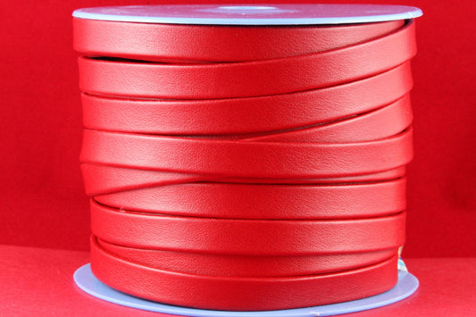 MADE in EUROPE 24" flat leather cord, 10mm folded leather cord, soft flat leather cord for bracelet, red 10mm flat leather cord (TD10ROJ)