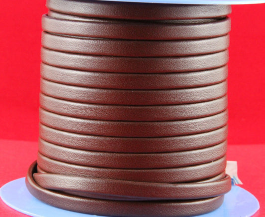 MADE in EUROPE 1 yard of 6mm flat leather cord, brown folded 6mm leather cord, marron 6mm leather cord (TD6mar)