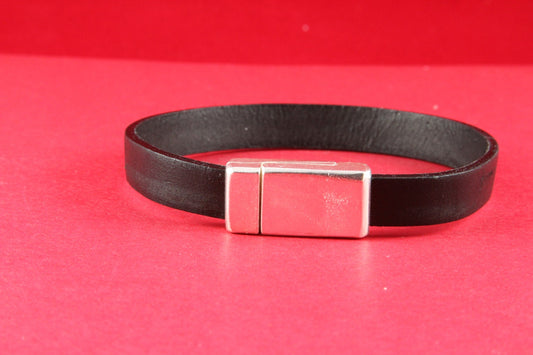 MADE IN EUROPE magnetic clasp for 10mm flat leather cord, silver clasp for flat cord (XM5981SP5/4) Qty1