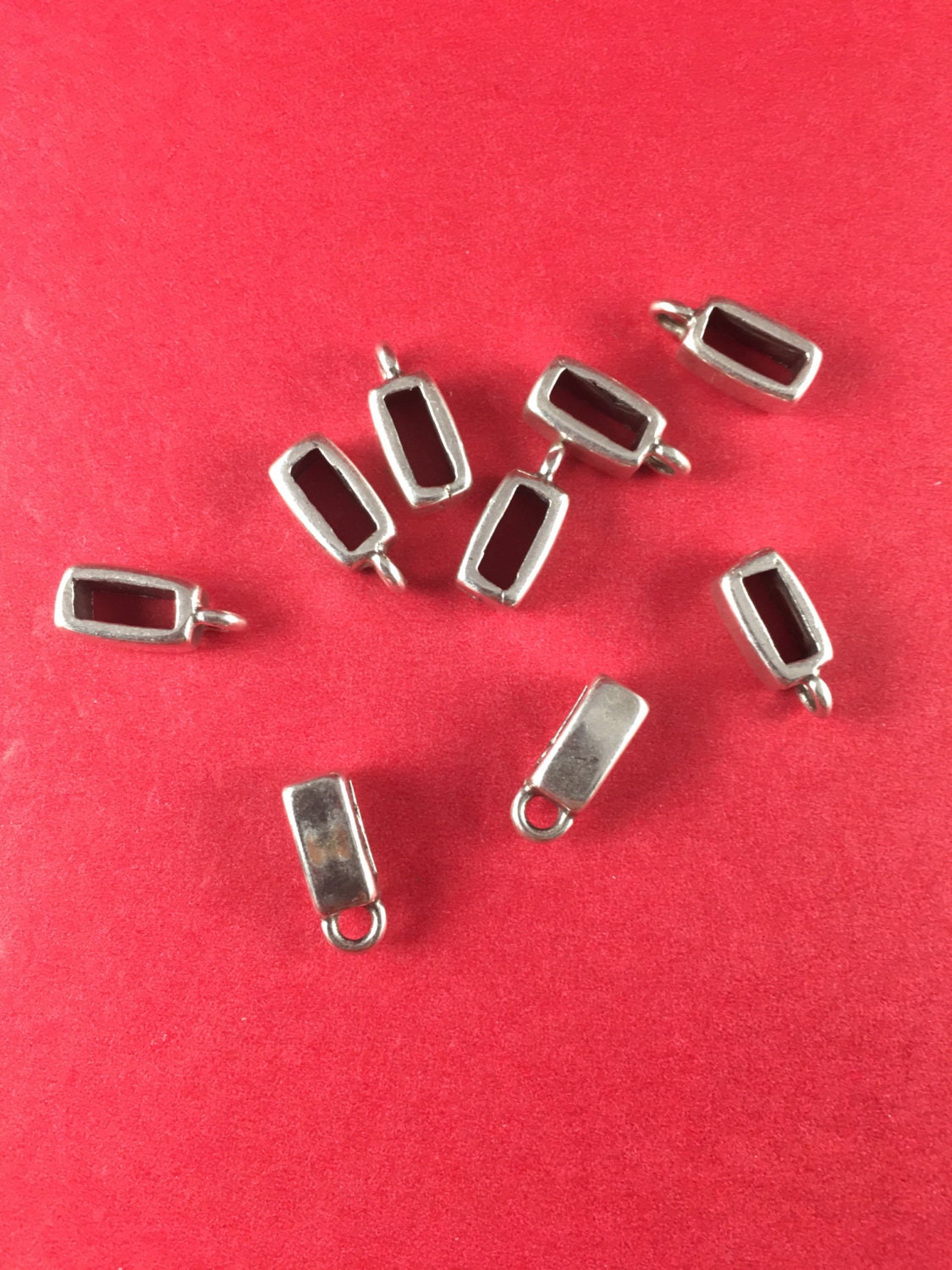 0/4 SALE!!!MADE in EUROPE 2 zamak bails slider for 5mm flat leather cord, flat leather bail bead, 5mm slider with hanging ring (6807/5) qty2