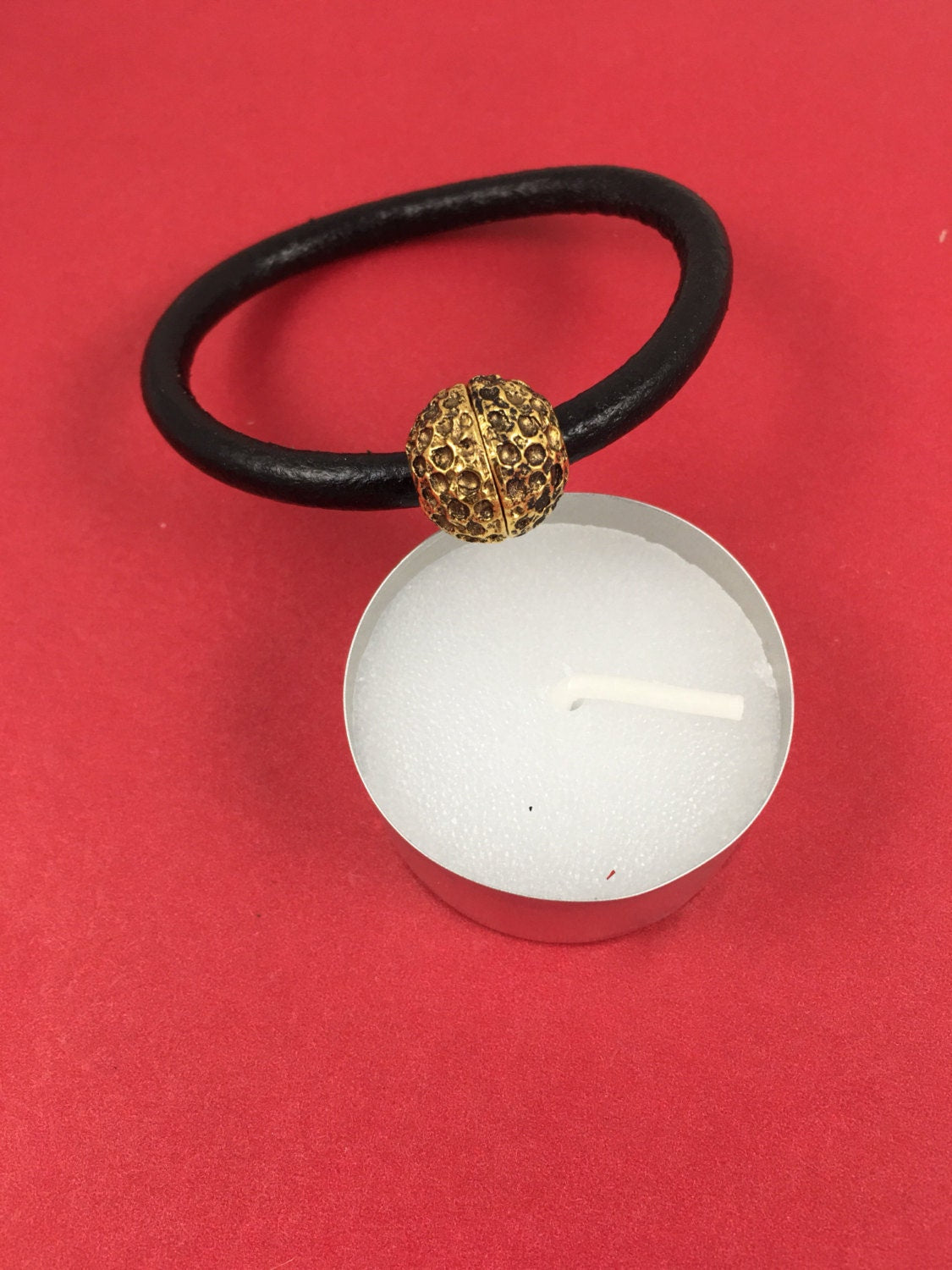 RC0067>> MADE IN EUROPE round leather cord gold clasp, hammered ball clasp (XM6114AG)Qty1