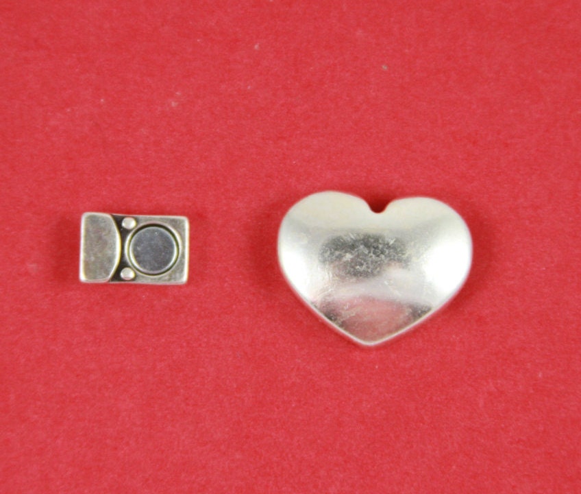 FC0048>>MADE in EUROPE zamak heart clasp, heart clasp, zamak  clasp, flat 5mm cord zamak heart clasp, Qty1