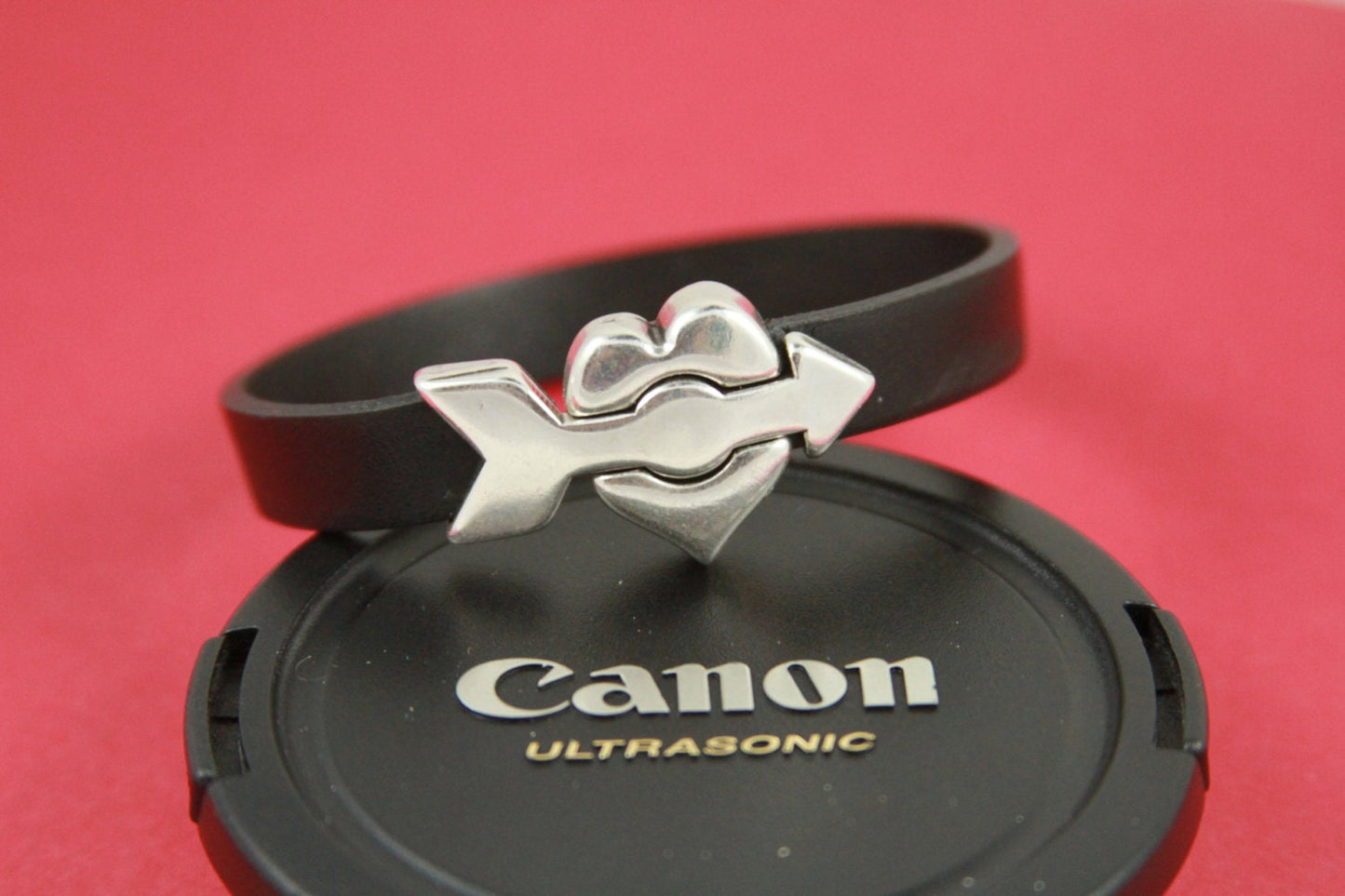 FC0011>>MADE in EUROPE Zamak heart clasp, 10mm zamak clasp for flat leather cord qty1