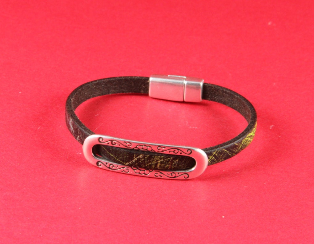 FS0061>>MADE in EUROPE zamak slider bar, flat cord spacer bar, silver engraved slider bar Qty1