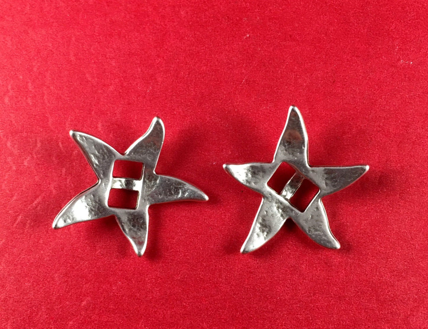 FS0034>>MADE in EUROPE 2 zamak starfish sliders, silver starfish slider, flat cord starfish slider, 5mm flat cord sliders Qty2