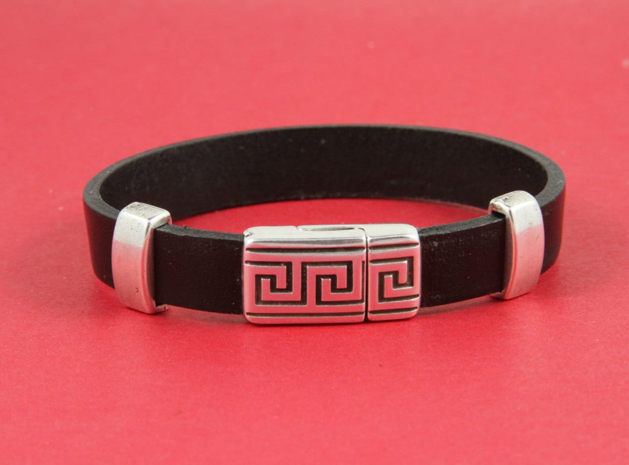 FC0215>>MADE in EUROPE zamak clasp, 10mm flat cord clasp, 10x2mm silver clasp Qty1