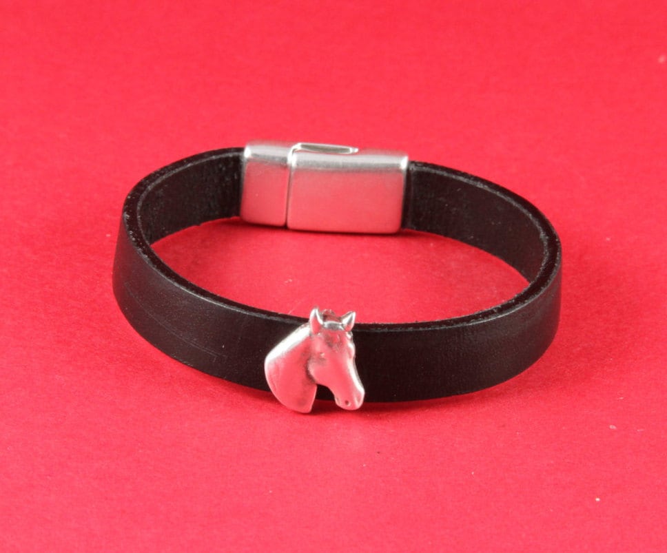 FS0042>> MADE in EUROPE 2 zamak horse sliders, horse head slider, 10mm flat cord slider, 10mm flat cord horse slider, qty2