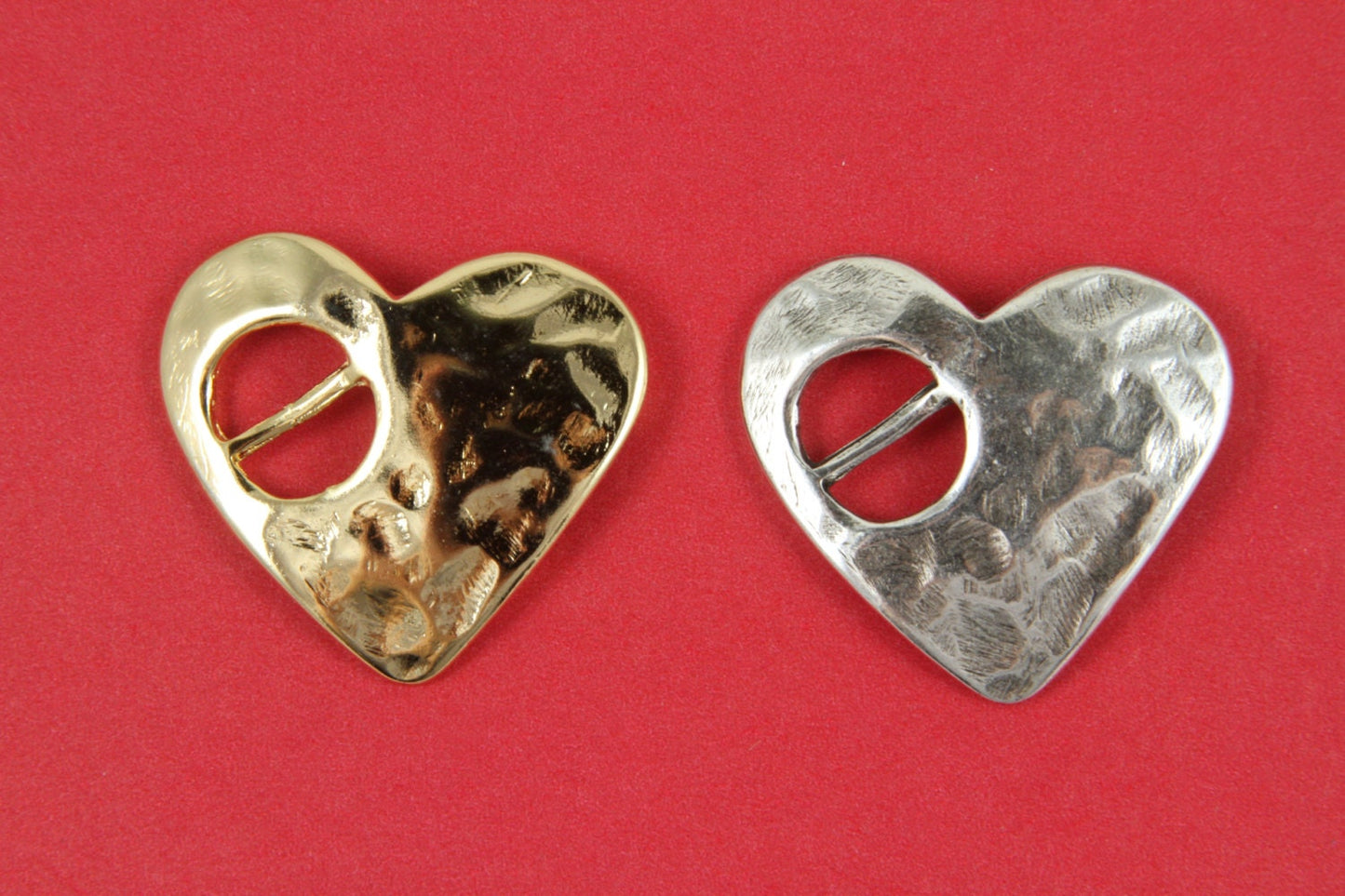 FC0207>>MADE in EUROPE zamak heart buckle clasp, heart slider clasp, hammered heart clasp, gold heart clasp (ABLZ56G) qty1