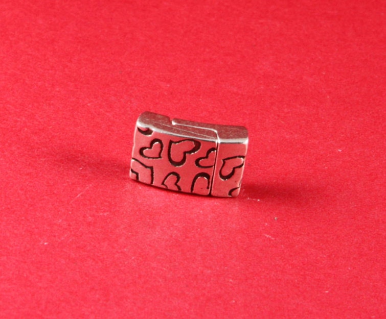 FC0099>>MADE in EUROPE zamak clasp, 10mm flat cord clasp, flat leather cord clasp, silver clasp Qty1
