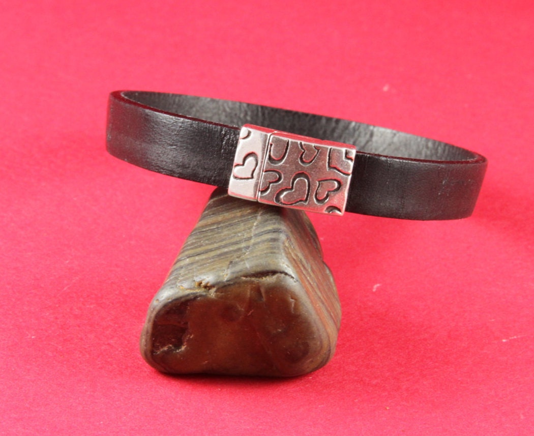 FC0099>>MADE in EUROPE zamak clasp, 10mm flat cord clasp, flat leather cord clasp, silver clasp Qty1