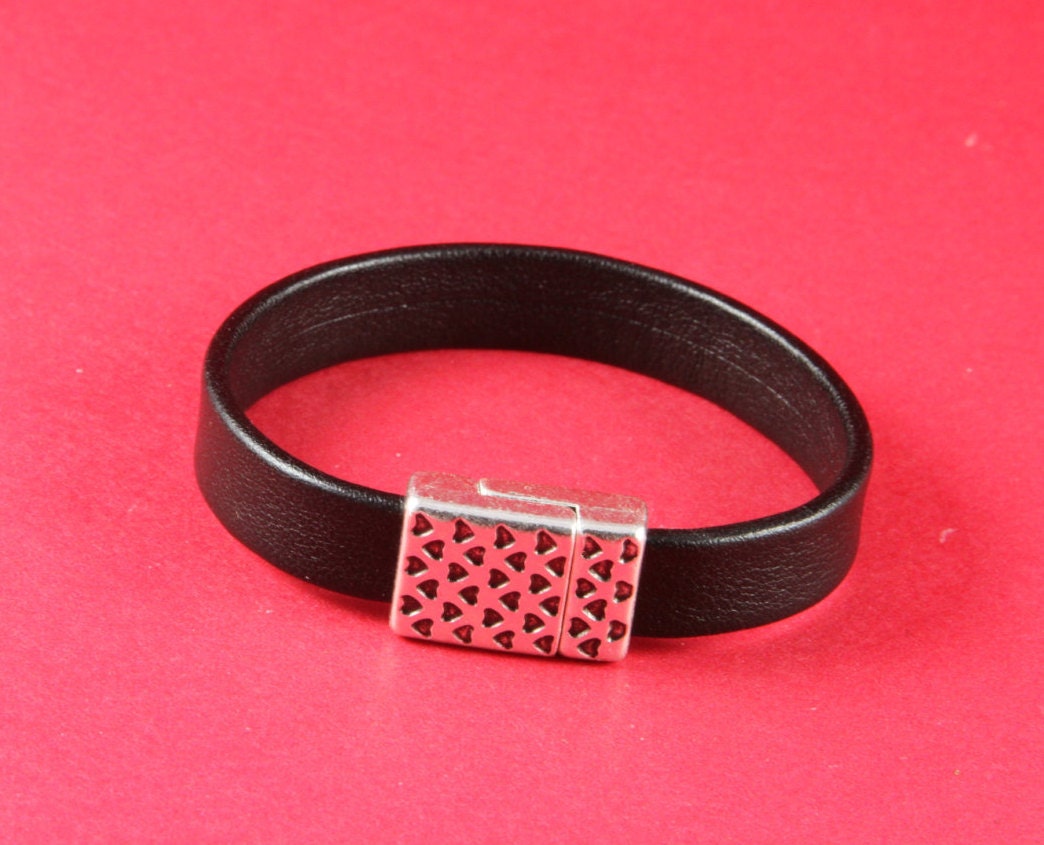 FC0240>>MADE in EUROPE zamak clasp, 10mm flat cord clasp, flat leather cord clasp, silver clasp for 10mm Qty1