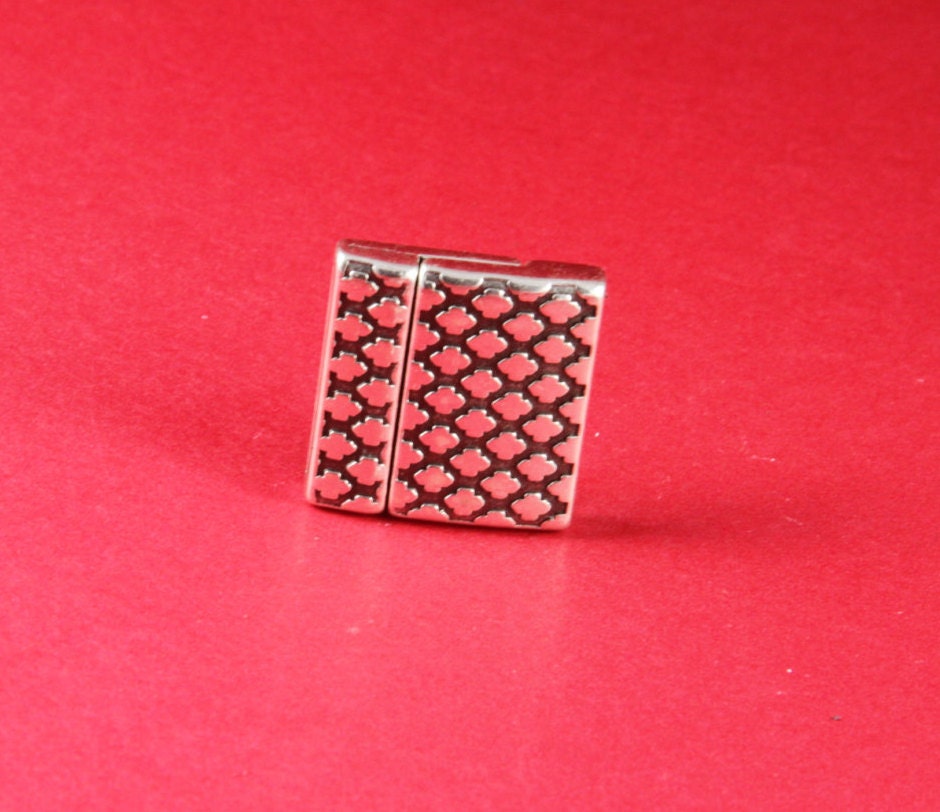 FC0246>>MADE in EUROPE zamak clasp, 20mm flat cord clasp, large clasp, silver clasp Qty1