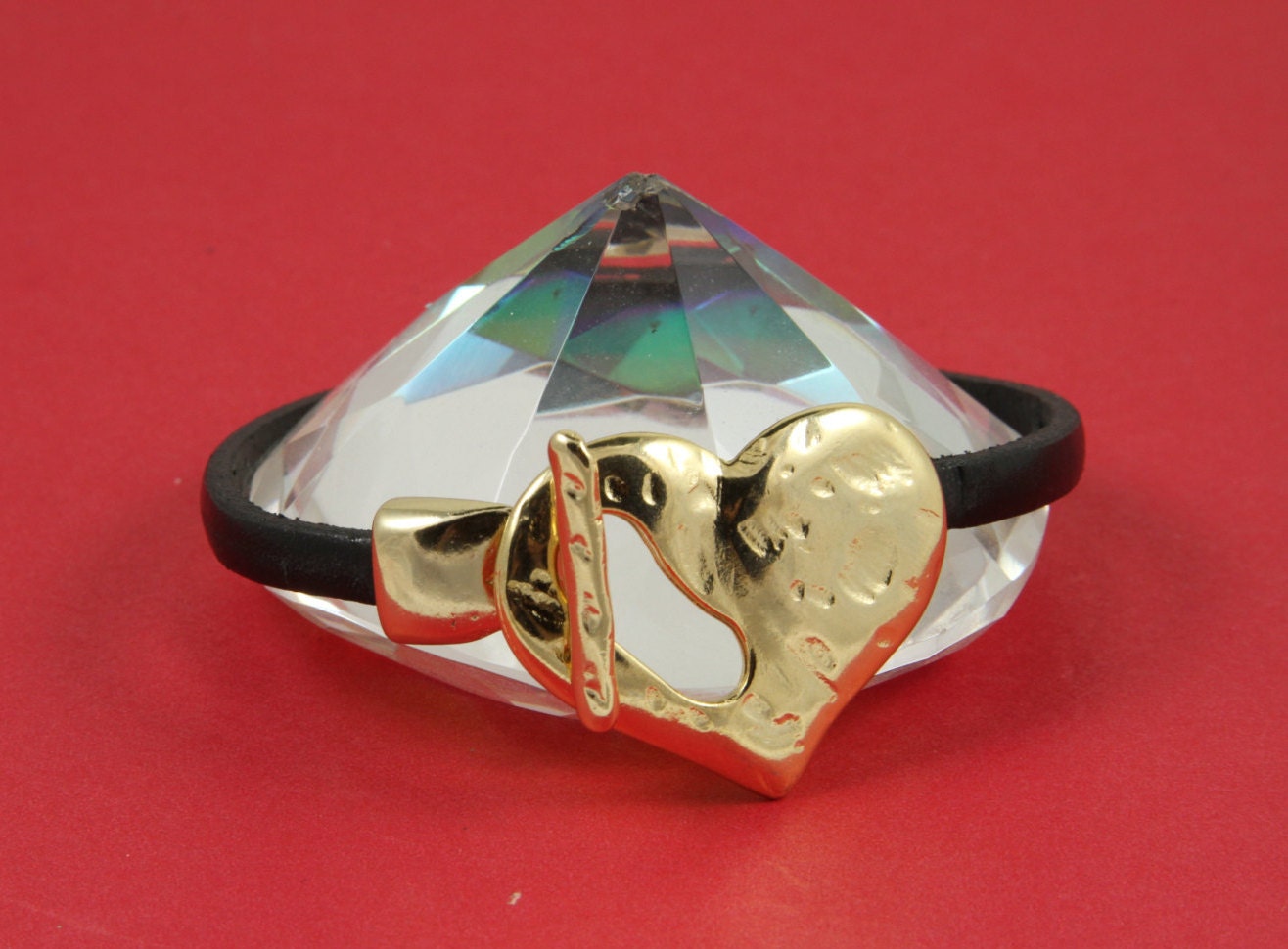FC0206>>MADE in EUROPE zamak heart clasp, hammered heart toggle clasp, gold zamak heart toggle clasp for 6mm flat cord (ABLZ61G) Qty1