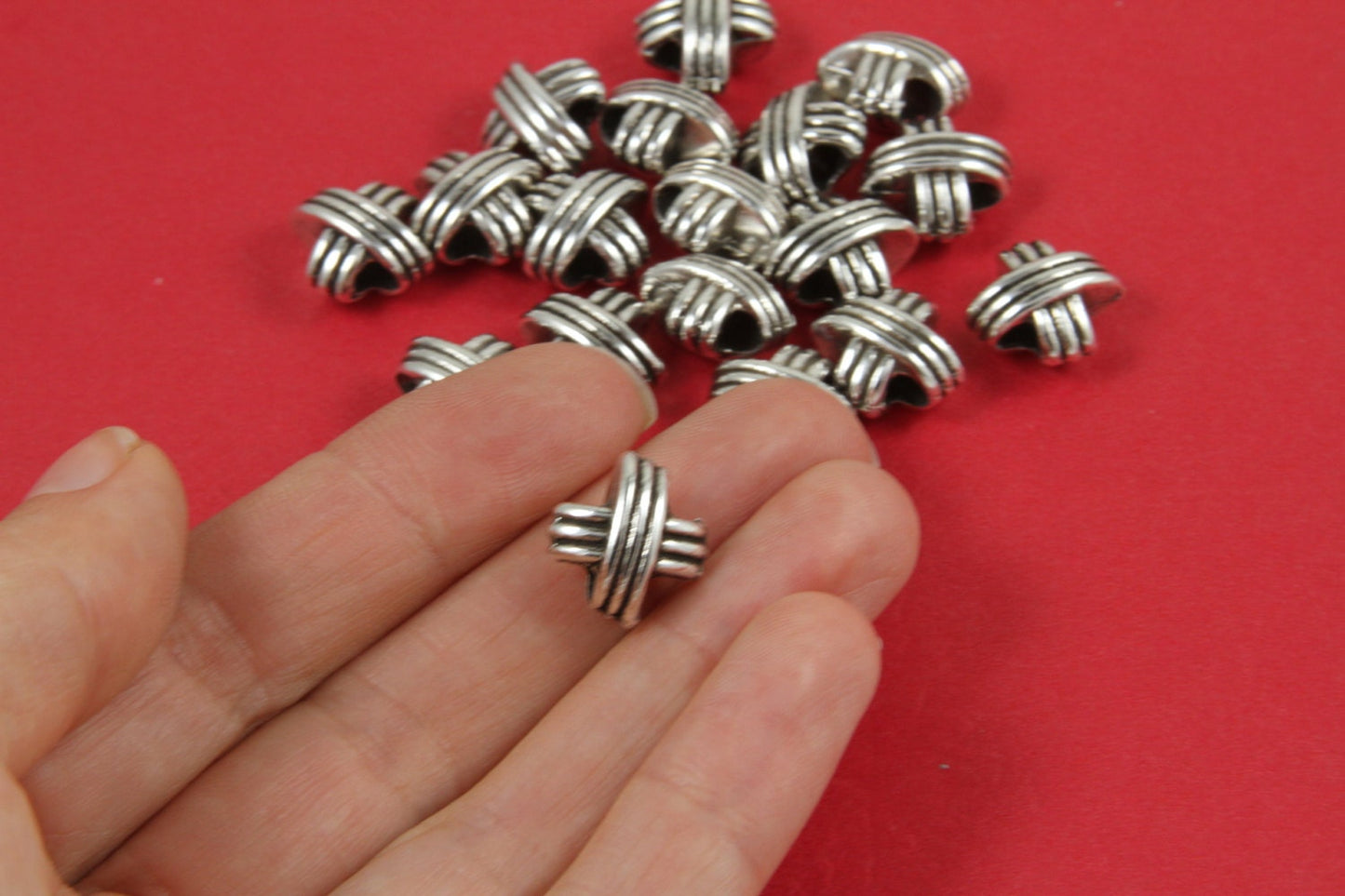 RS0090>>MADE in EUROPE 2 zamak sliders, zamak X sliders, 4mm cord slider, X bead, X tube, 4mm round cord slider (ABLZ83S) Qty2