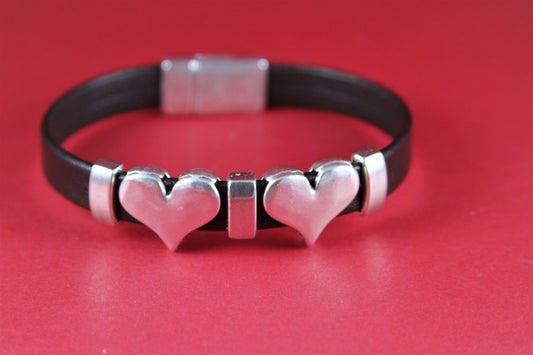FS0035>>MADE IN EUROPE 2 zamak heart sliders, flat cord slider, flat cord heart sliders, silver heart sliders Qty2