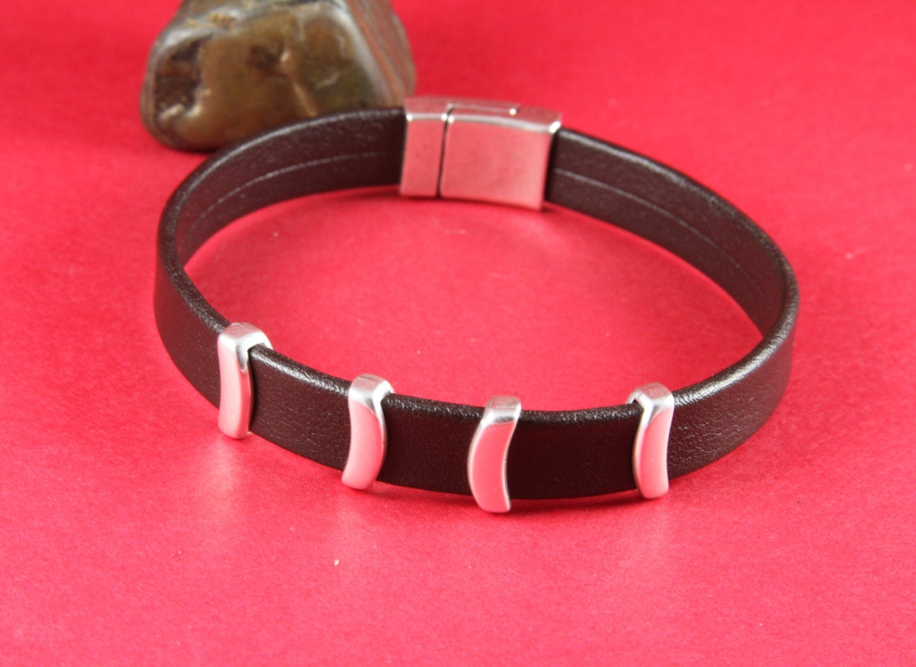 FS0041>>MADE IN EUROPE 6 zamak curved slider bars, flat cord slider, 10mm flat cord sliders, silver bar sliders Qty6