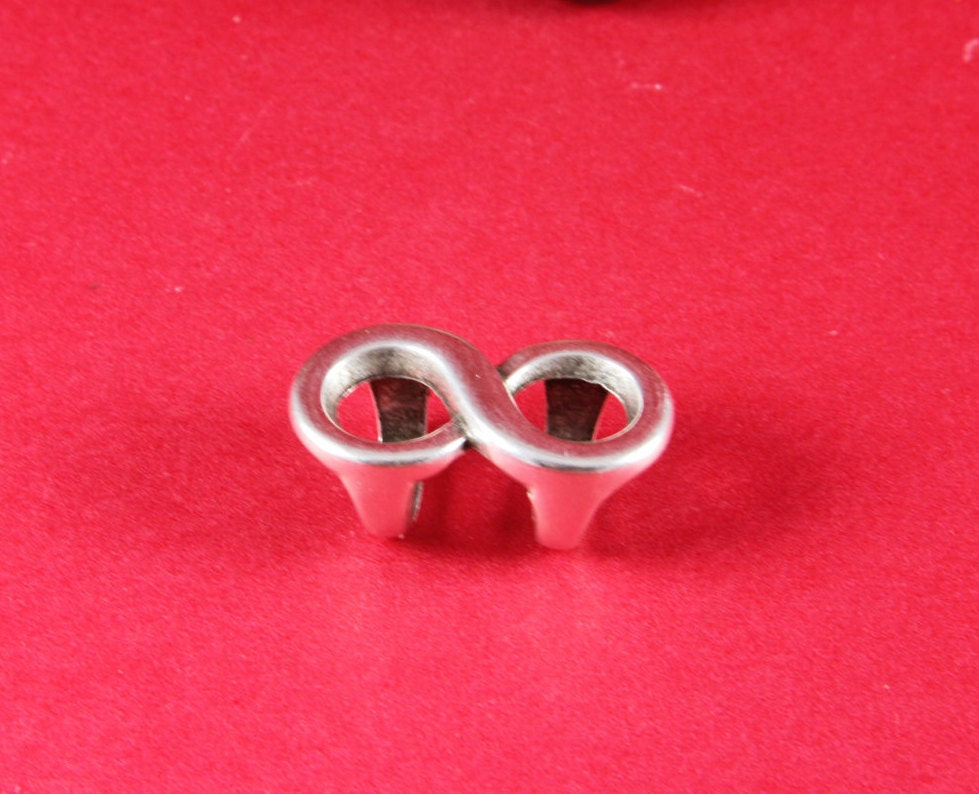 LS0065>> MADE IN EUROPE 2 zamak infinity sliders, licorice infinity knot slider, 10x6mm sliders, silver infinity sliders Qty2