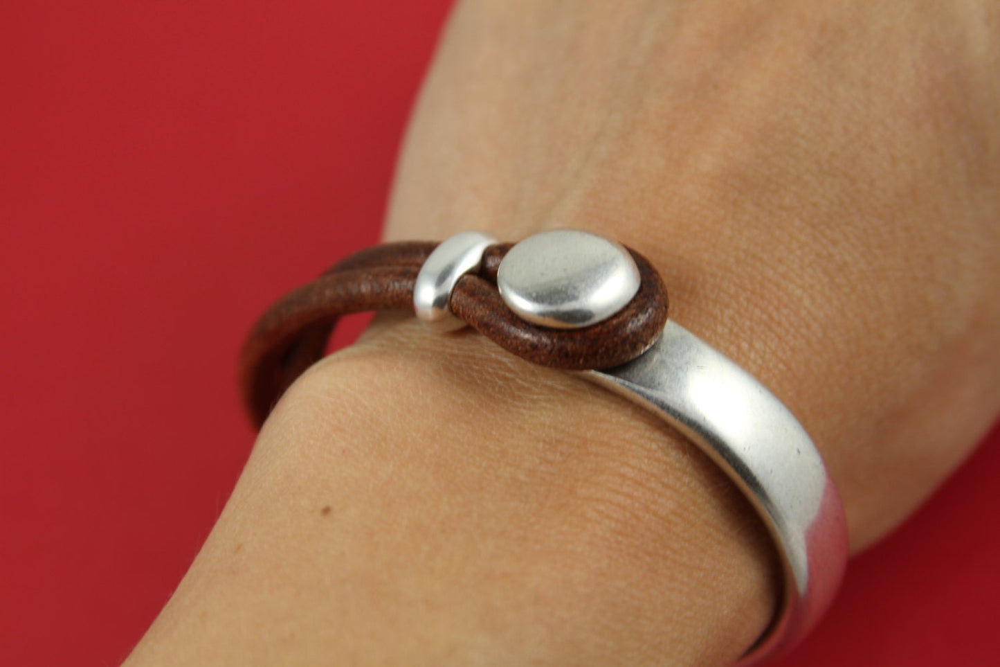 B0096>>MADE in EUROPE zamak button half bracelet+ separator, silver half bracelet, zamak half cuff, metal half bracelet (Ablz114S) Qty1
