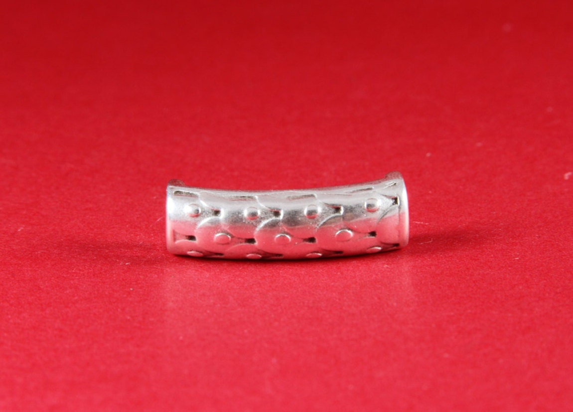 FS0094>>MADE in EUROPE 2 zamak tube sliders, 5mm cord slider tube, flat 5mm cord slider bead, silver slider tube Qty2