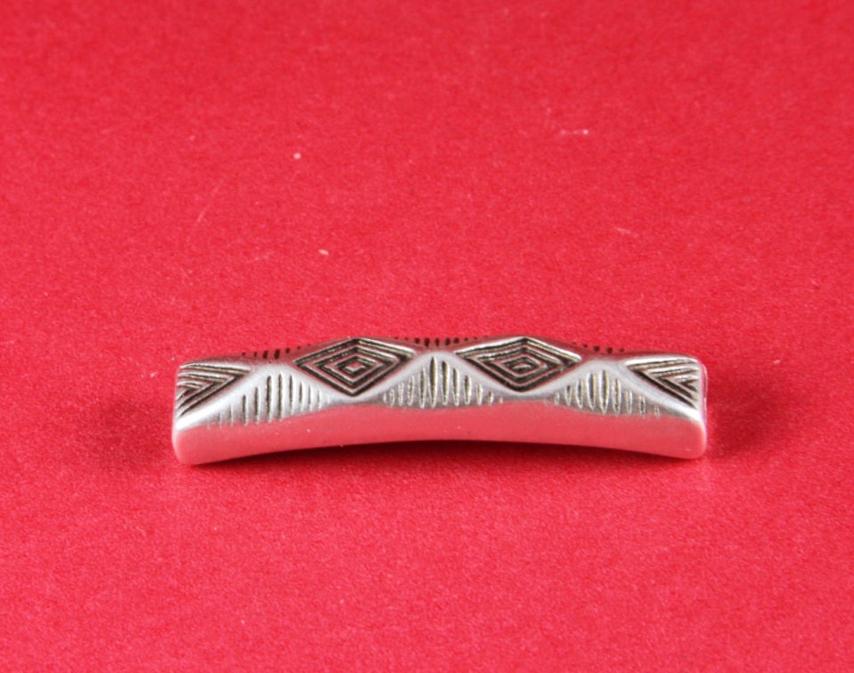 FS0104>>MADE in EUROPE 2 zamak tube sliders, 5mm cord slider tube, flat 5mm cord slider bead, silver slider tube Qty2