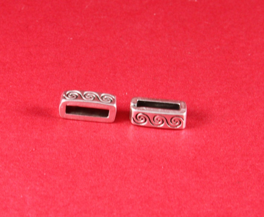 FS0106>>MADE in EUROPE 4 zamak slider bars, 10mm flat cord slider bars, 10mm leather cord simple sliders, zamak sliders (9404) Qty4