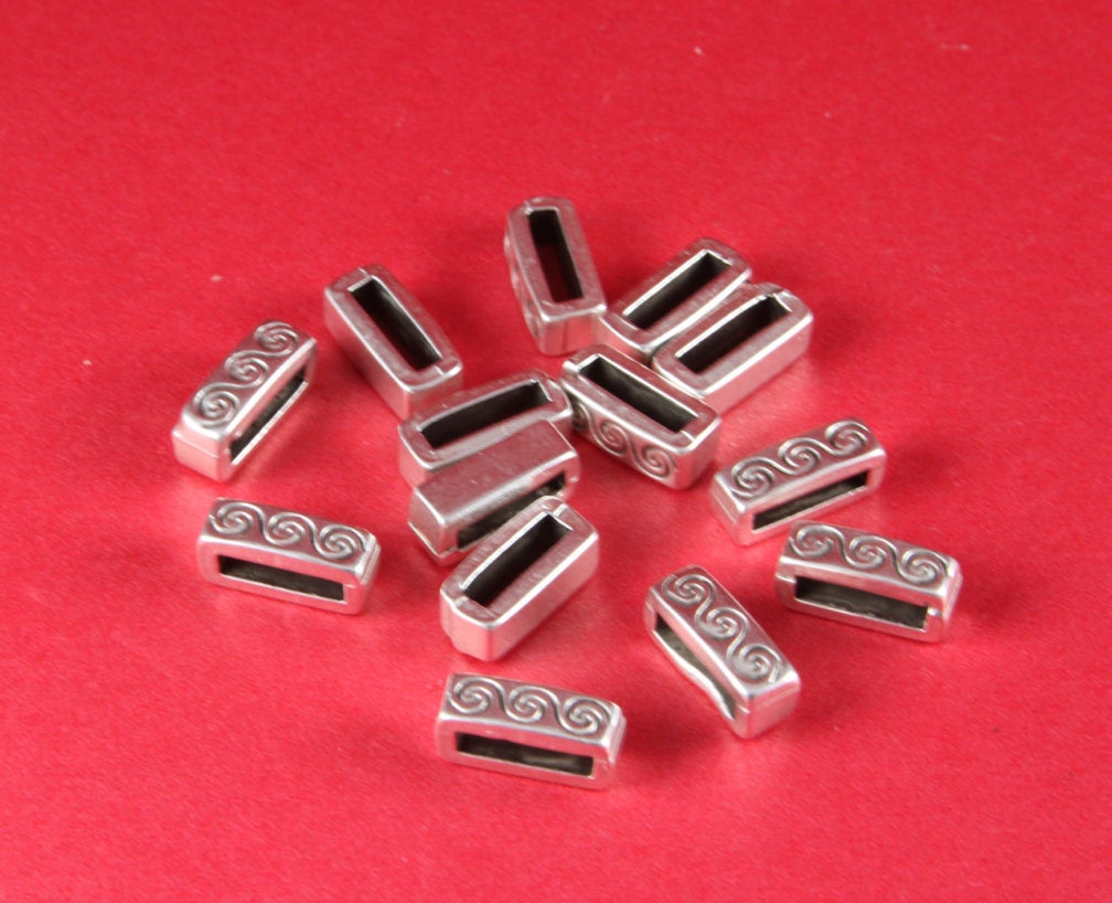 FS0106>>MADE in EUROPE 4 zamak slider bars, 10mm flat cord slider bars, 10mm leather cord simple sliders, zamak sliders (9404) Qty4