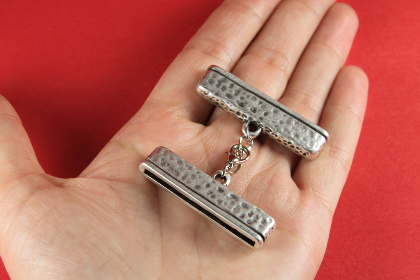 FC0248>>MADE in EUROPE 40mm hammered zamak clasp with extention chain,40mm adjustable clasp,flat 40mm clasp,heavy duty flat clasp (93956)qt1