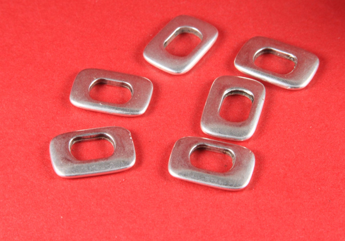 LS0014>>MADE IN EUROPE 5 zamak flat sliders, licorice ring slider, 10x6mm  sliders, silver ring sliders, Qty5