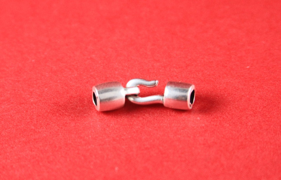 RC0057>>MADE in EUROPE 2 sets of round cord hook clasp, round cord hook, leather cord hook clasp,  Qty2