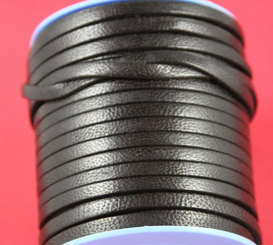 MADE in EUROPE 1 yard genuine camel leather cord, 5mm flat leather cord, 5mm flat leather cord, 5mm black leather cord (vm5camneg)