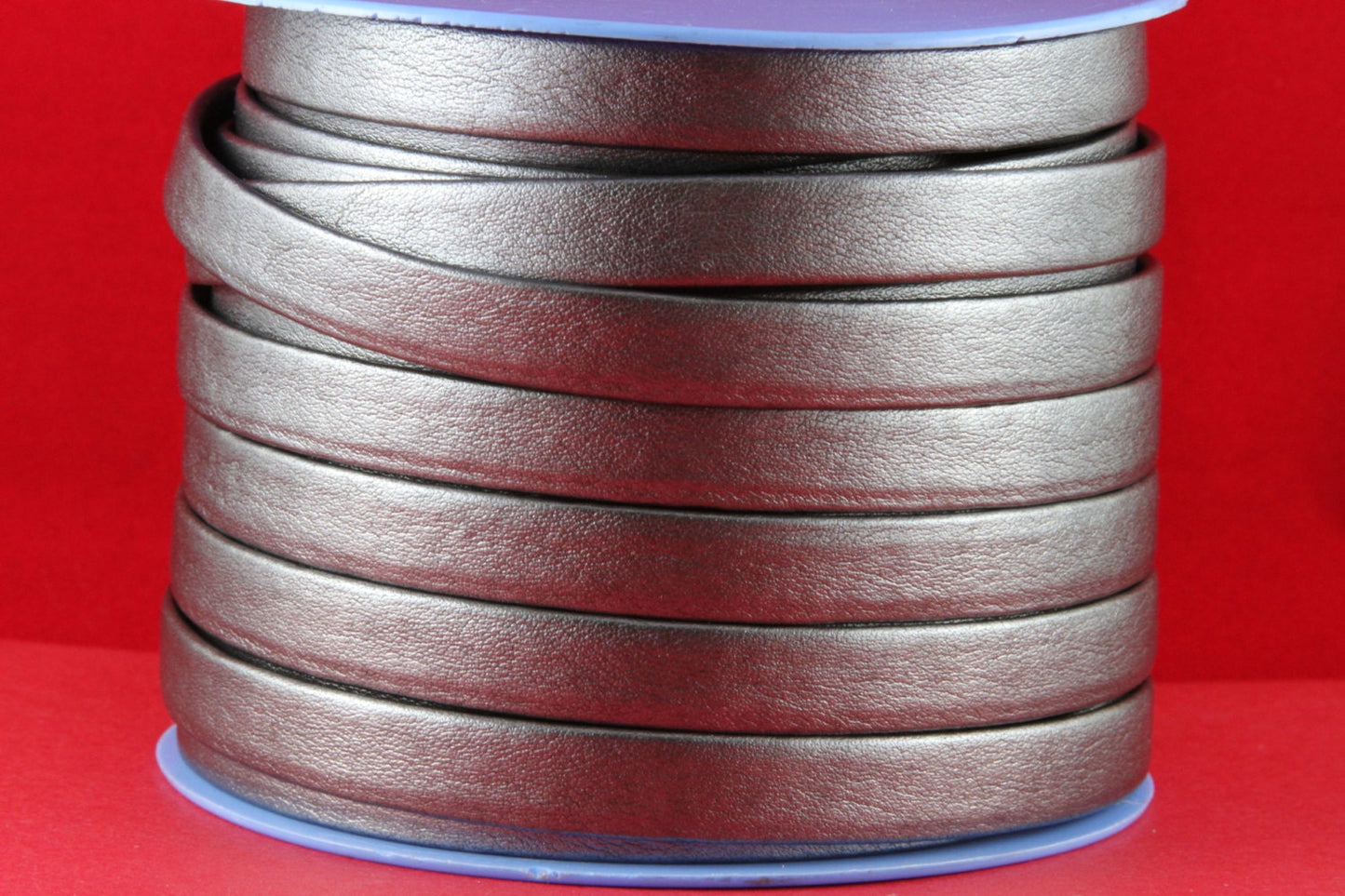 MADE in EUROPE 24" flat leather cord, 10mm folded leather cord, soft flat leather cord for bracelet, 10mm  steal leather cord (TD10PLOMO)