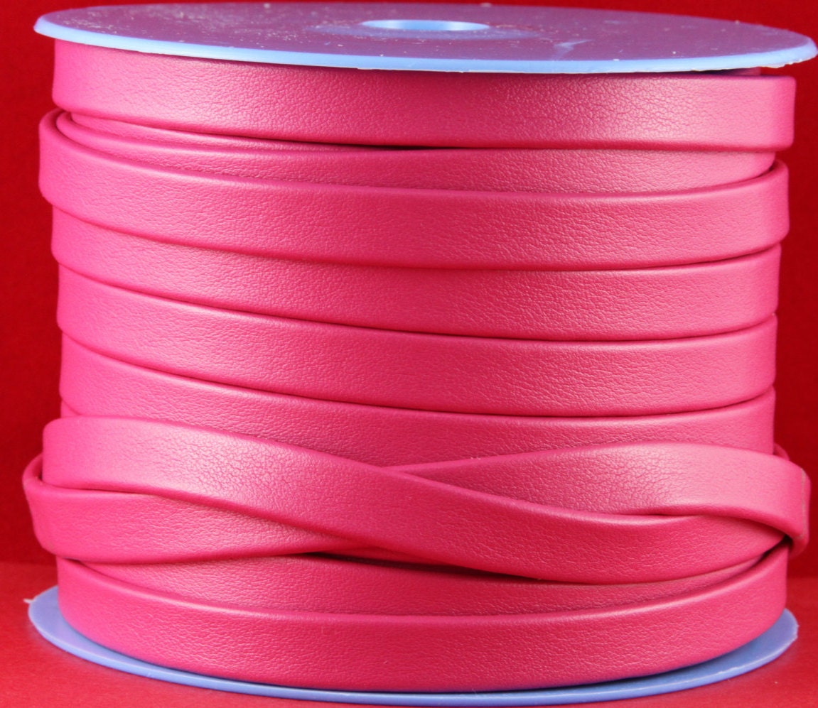 MADE in EUROPE 24"  folded leather cord, 10mm flat leather cord, soft leather cord, 10X2mm fucsia leather cord (TD10FUC)