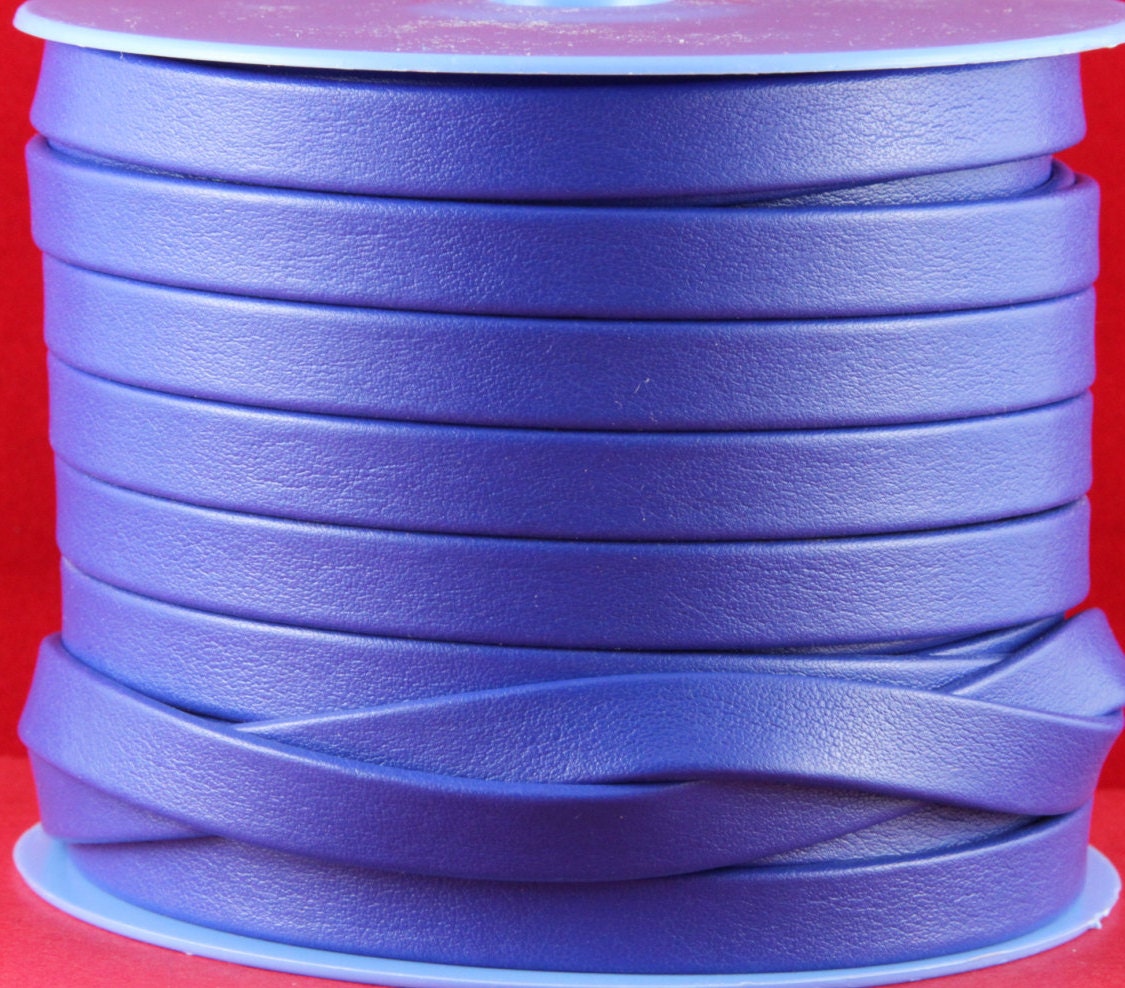 MADE in EUROPE 24"  folded leather cord, 10mm flat leather cord, soft leather cord,, 10X2mm blue leather cord (TD10AZU)