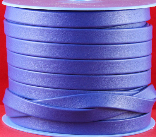 MADE in EUROPE 24"  folded leather cord, 10mm flat leather cord, soft leather cord,, 10X2mm blue leather cord (TD10AZU)