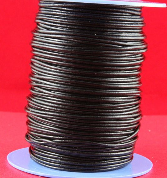 MADE in EUROPE 2 yards of 1.5mm leather cord, black leather cord, 1.5mm genuine leather cord, black round leather cord (15neg)
