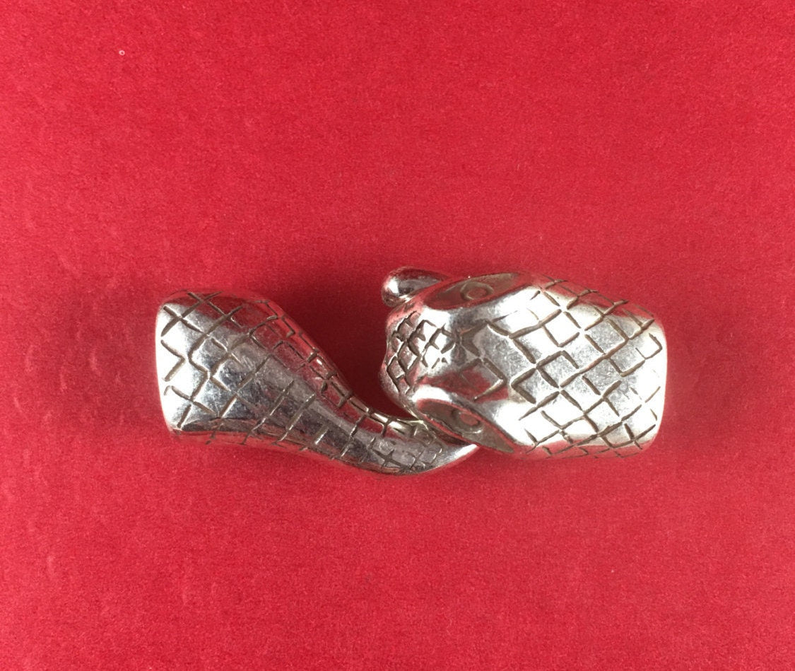 6/6 MADE in EUROPE zamak snake hook clasp, silver hook clasp, licorice cord snake clasp (6705) qty1