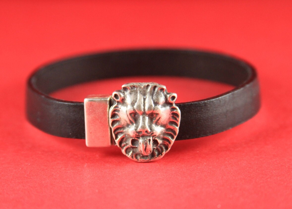 FC0168>>MADE in EUROPE zamak lion clasp, 10mm flat cord clasp, 10x2mm clasp, lion clasp Qty1