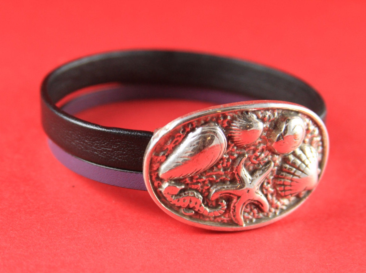 C0096>>MADE in EUROPE zamak beach style connector, embossed connector, 15mm cord connector, flat 15mm leather cord connector (24195) Qty 1