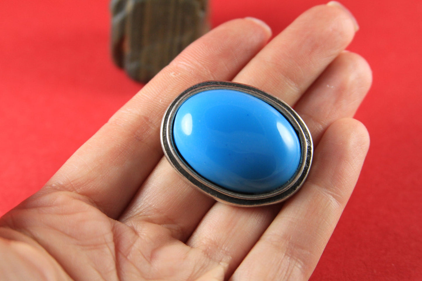 C0068>> MADE in EUROPE zamak connector, flat cord zamak connector, 10mm cord connector, turquoise cabochon connector, (77657) Qty1