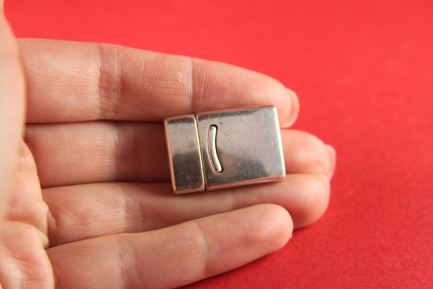 FC0059>>MADE in EUROPE zamak clasp, 15mm flat cord clasp, large clasp, silver clasp Qty1