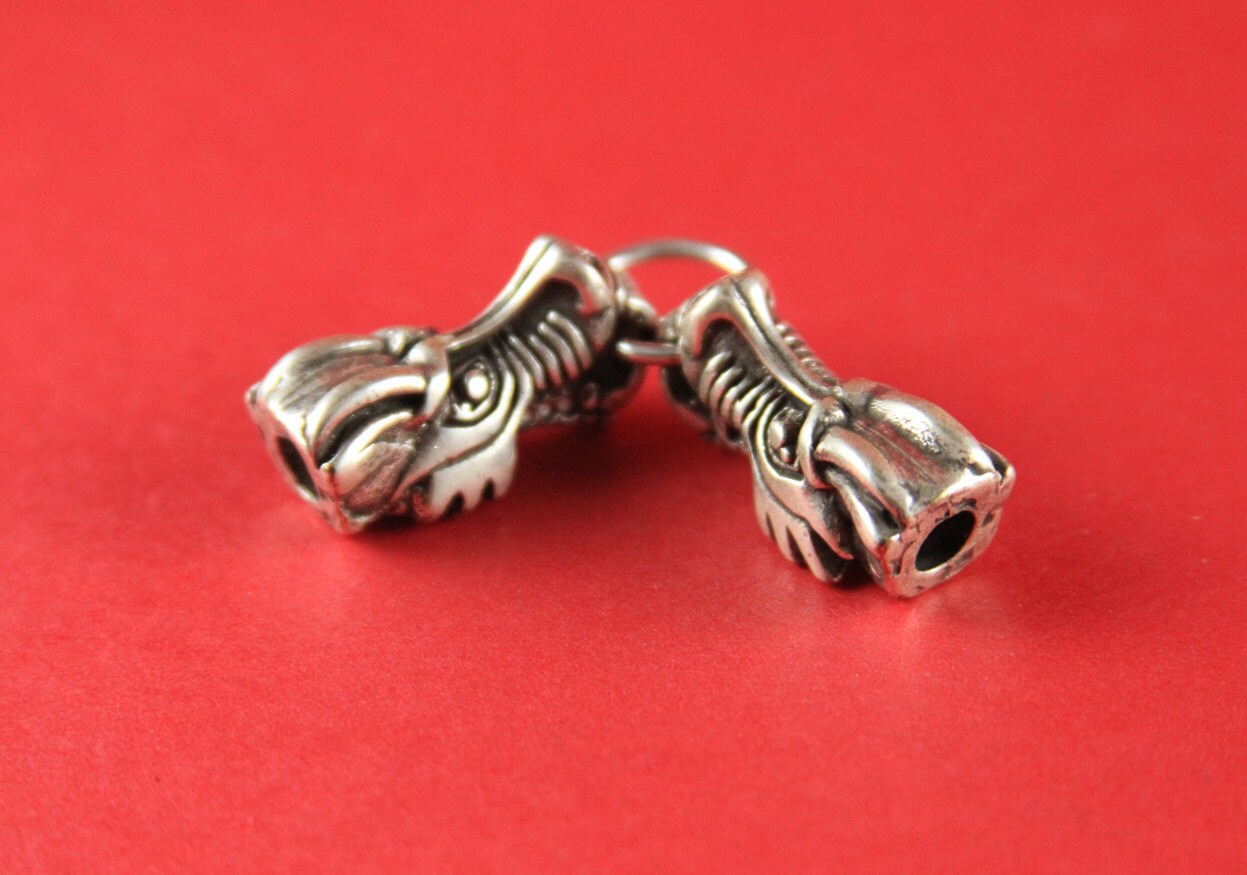 C0098>>MADE in EUROPE zamak dragons connector for 5mm round leather cord, two dragons connector  qty1